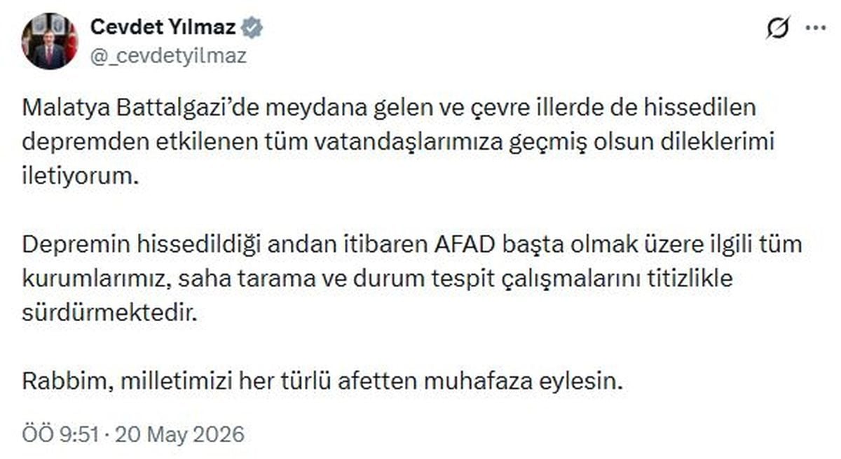 Malatya’da 5.6 Büyüklüğünde Deprem: Yetkililerden Geçmiş Olsun Mesajları ve Durum Değerlendirmeleri